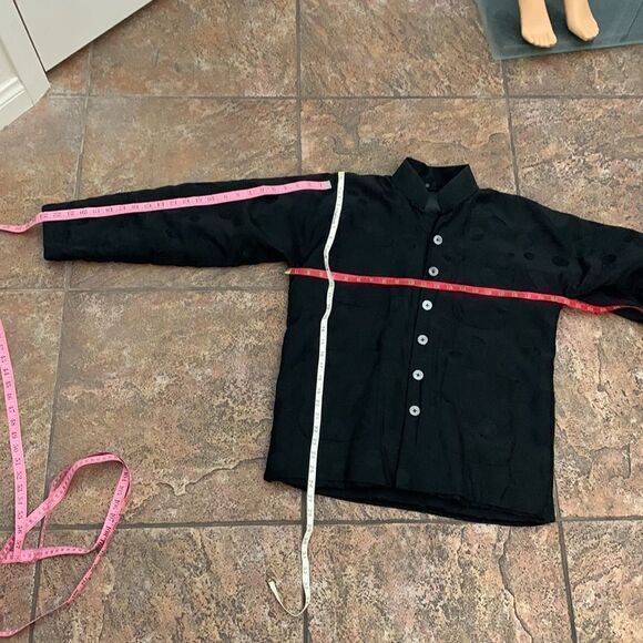 Peony Brand 100% Silk Black Medium Woman’s Asian Oriental Jacket Snap Closure - Picture 12 of 12